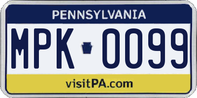 PA license plate MPK0099