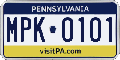 PA license plate MPK0101