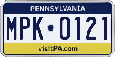 PA license plate MPK0121