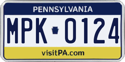 PA license plate MPK0124