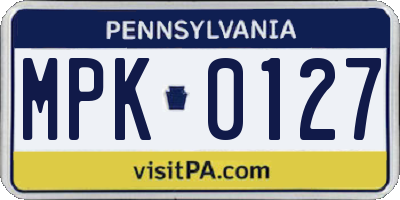 PA license plate MPK0127
