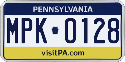 PA license plate MPK0128
