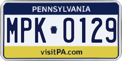 PA license plate MPK0129