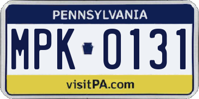 PA license plate MPK0131