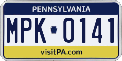 PA license plate MPK0141