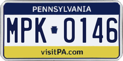 PA license plate MPK0146