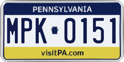 PA license plate MPK0151