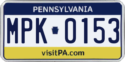 PA license plate MPK0153