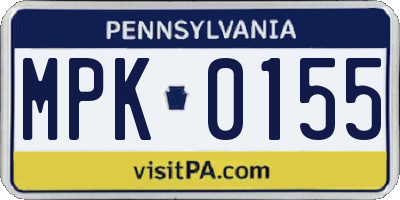 PA license plate MPK0155
