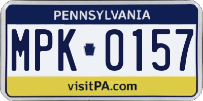 PA license plate MPK0157