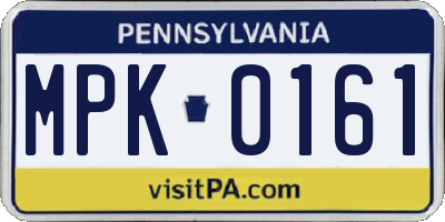 PA license plate MPK0161