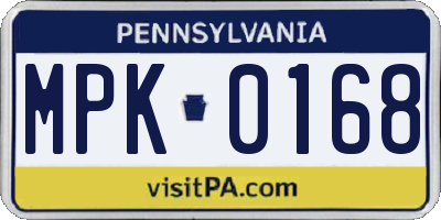 PA license plate MPK0168