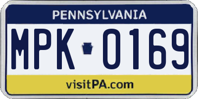 PA license plate MPK0169