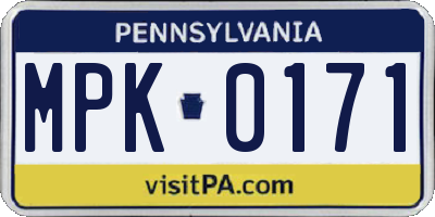 PA license plate MPK0171