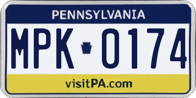 PA license plate MPK0174