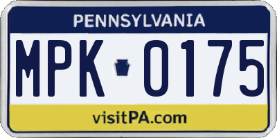 PA license plate MPK0175