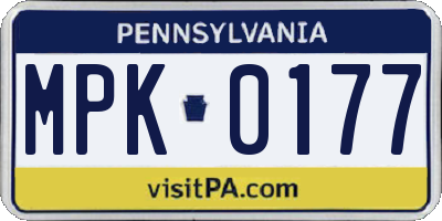PA license plate MPK0177