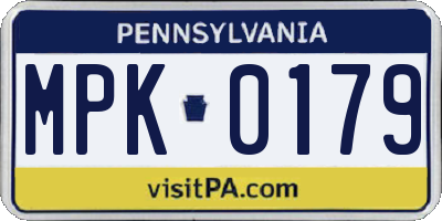 PA license plate MPK0179