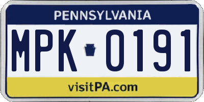 PA license plate MPK0191