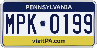 PA license plate MPK0199