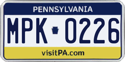 PA license plate MPK0226