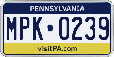 PA license plate MPK0239