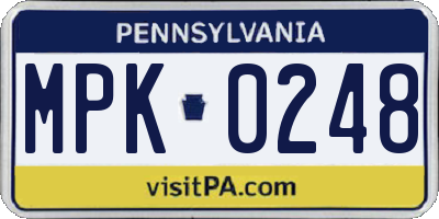 PA license plate MPK0248
