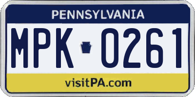 PA license plate MPK0261