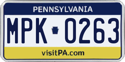PA license plate MPK0263