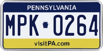 PA license plate MPK0264