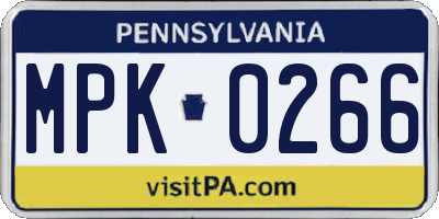 PA license plate MPK0266