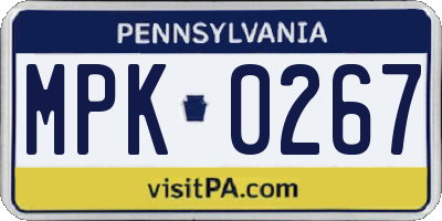 PA license plate MPK0267