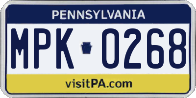 PA license plate MPK0268