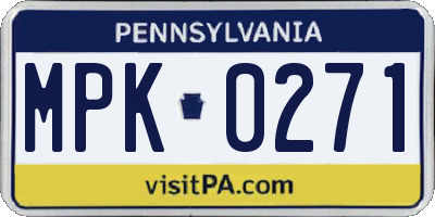 PA license plate MPK0271