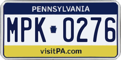 PA license plate MPK0276
