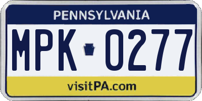 PA license plate MPK0277