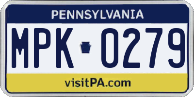 PA license plate MPK0279