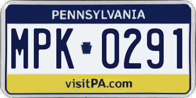 PA license plate MPK0291