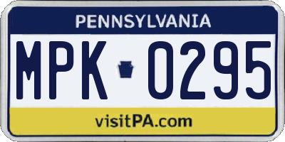 PA license plate MPK0295