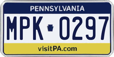 PA license plate MPK0297