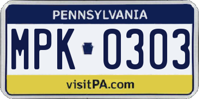 PA license plate MPK0303