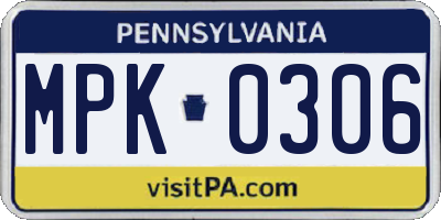 PA license plate MPK0306