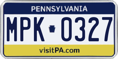 PA license plate MPK0327