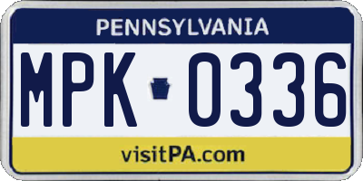 PA license plate MPK0336