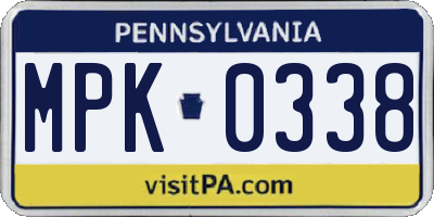 PA license plate MPK0338