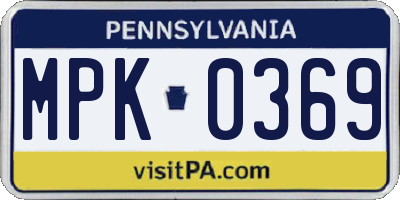 PA license plate MPK0369