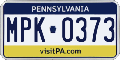 PA license plate MPK0373