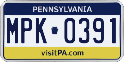 PA license plate MPK0391