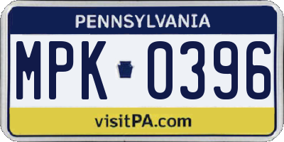 PA license plate MPK0396