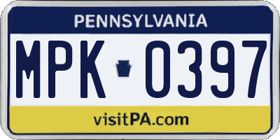 PA license plate MPK0397